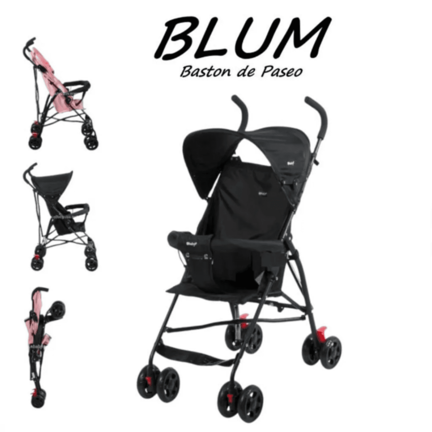 Coche Baston de Paseo Capota Retractil Blum Negro