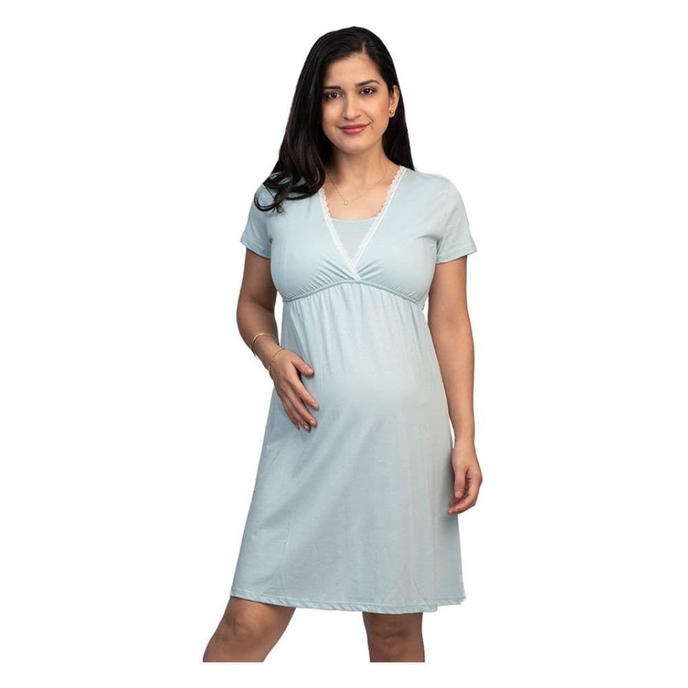 Camisola de lactancia manga corta Margarita celeste