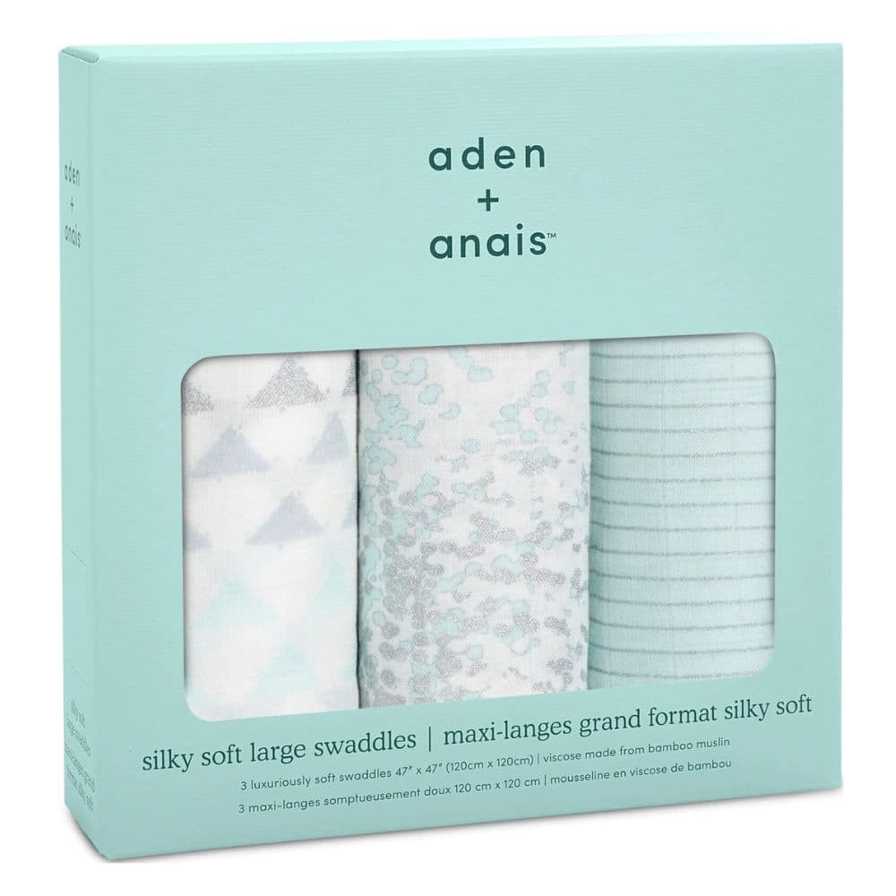 Mantas para Bebes Aden y Anais de Muselina de Bambú Metallic Skylight Birch Pack por 3