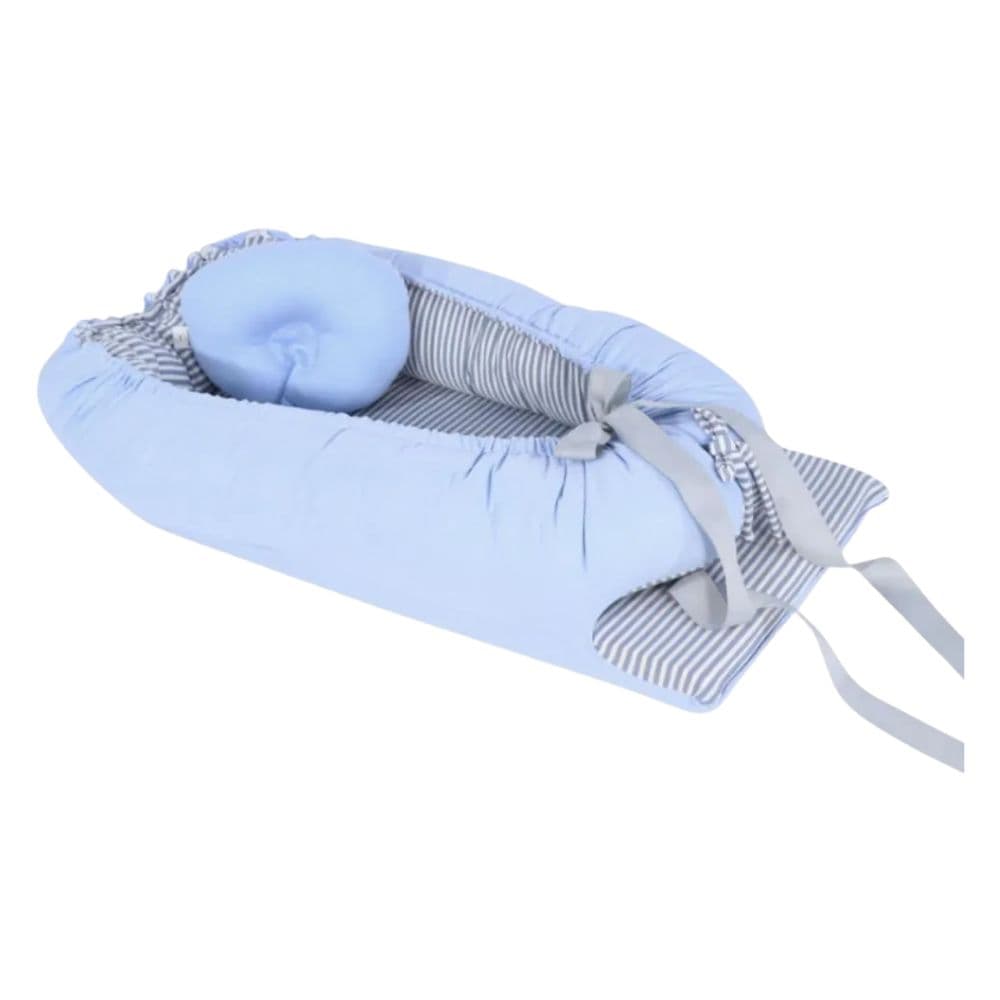 Nido Colecho Acolchonaditos Celeste Rayas Plomas