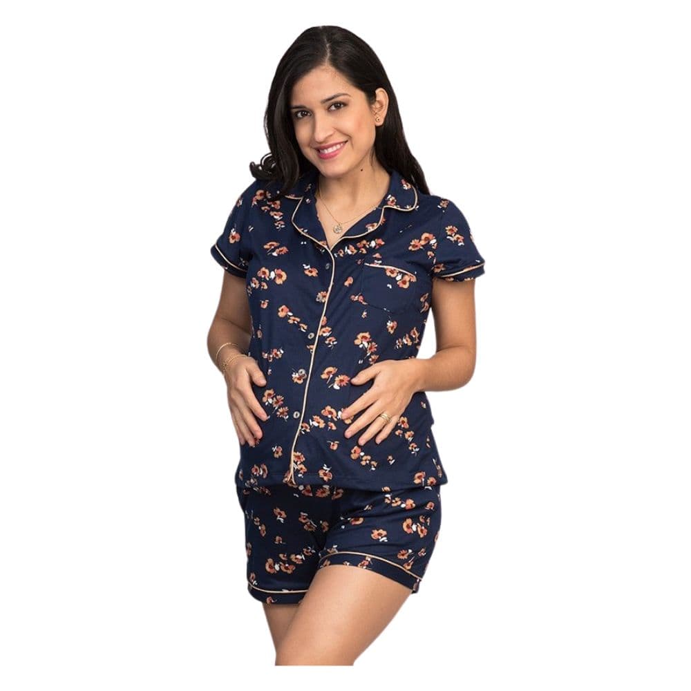 Pijama de Lactancia Paige Azul Flores