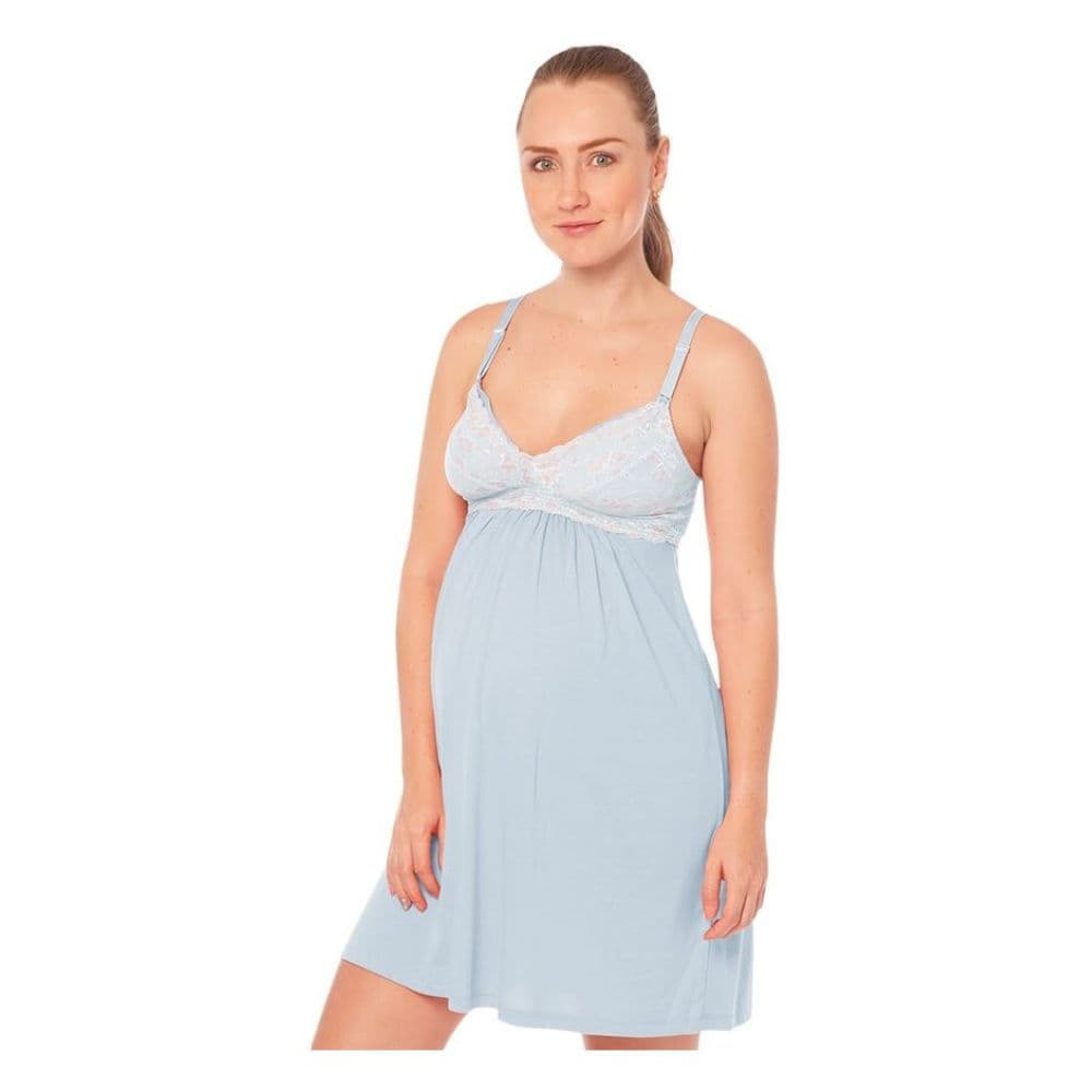 Camisón Lactancia algodon pima Alessia Celeste
