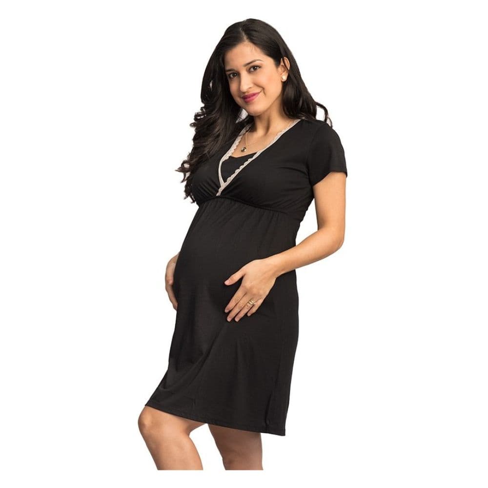 Camisola de Maternidad y Lactancia Margarita Negro