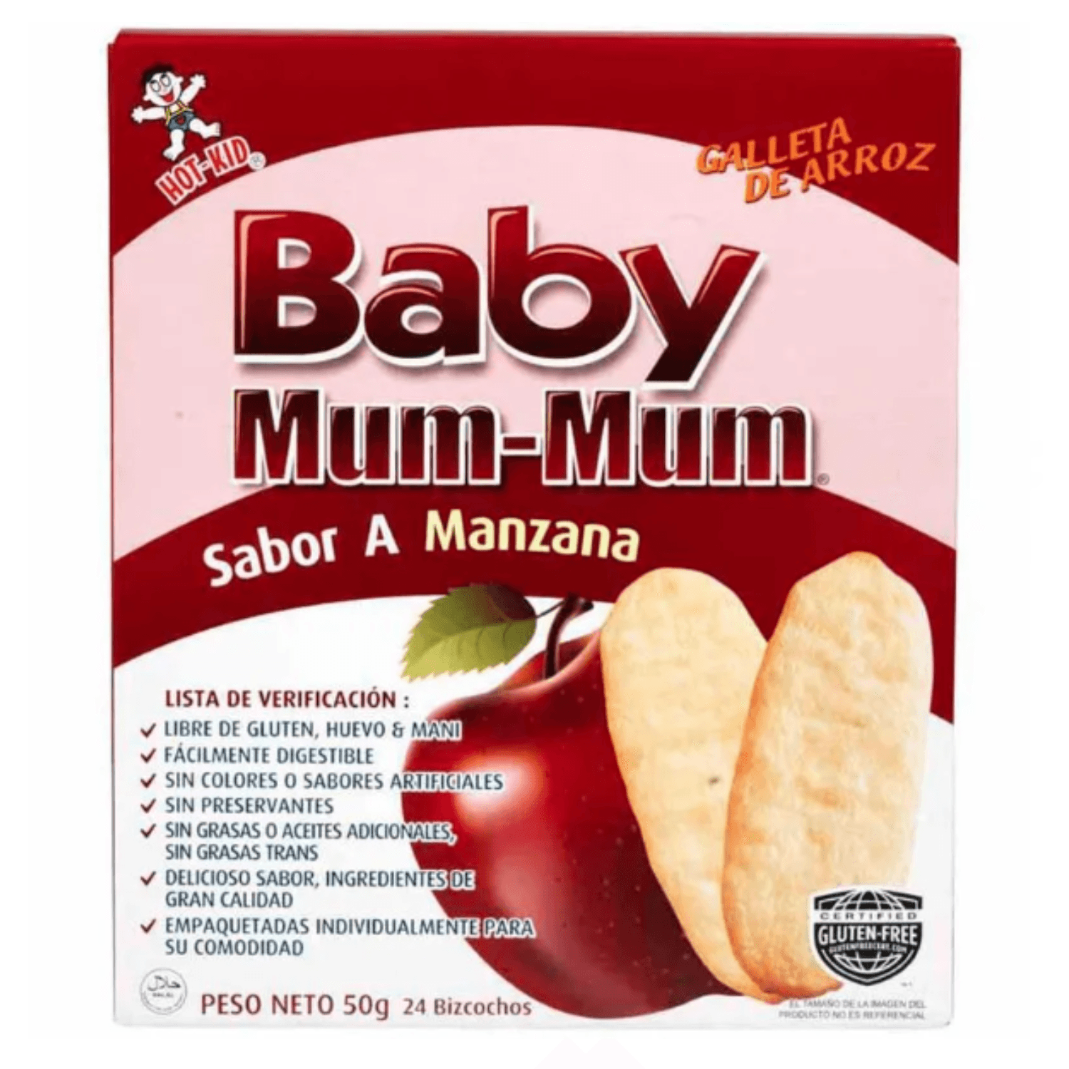 Galletas BABY MUM Arroz Sabor Manzana Caja 50g