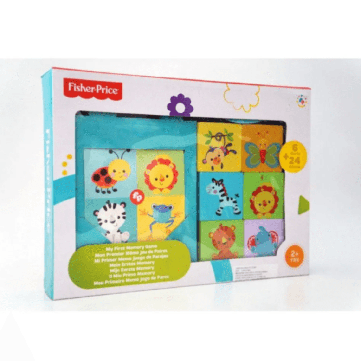 Mi Primer Juego De Memoria Fisher Price De Madera 6 Tarjetas Y 24 Bloques