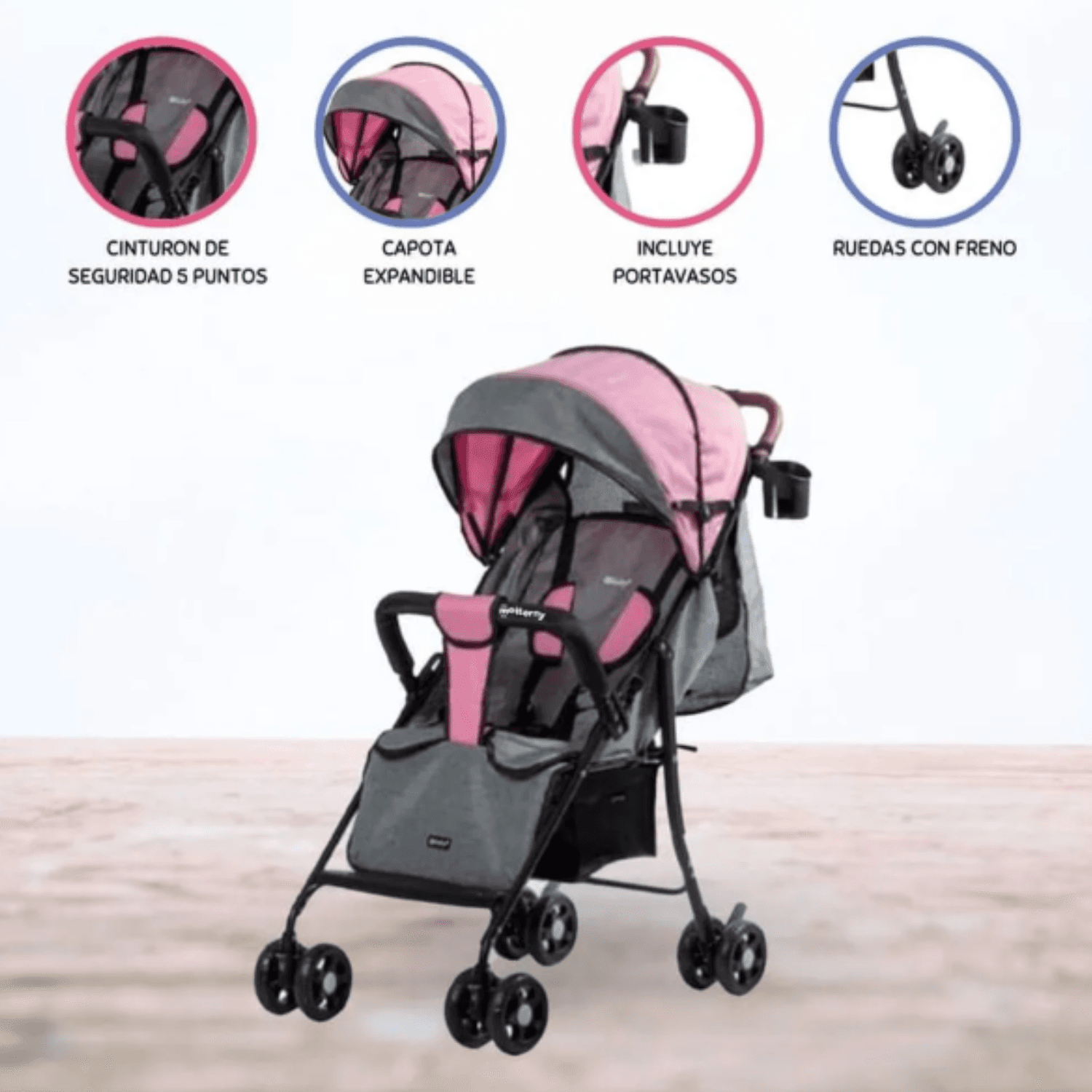 Coche Maleta para Bebé »NAT» Pink