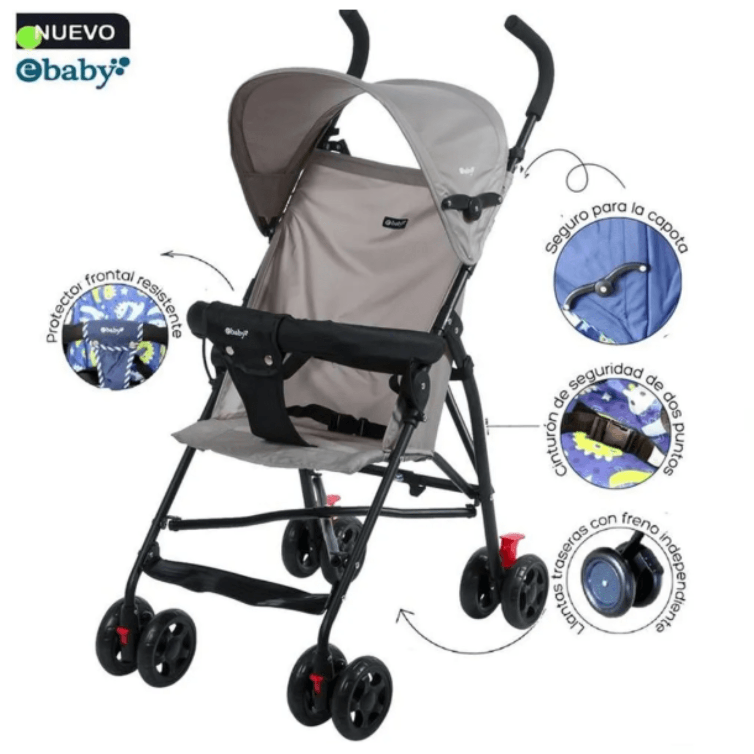 Ebaby coche Bastón Blum Gris
