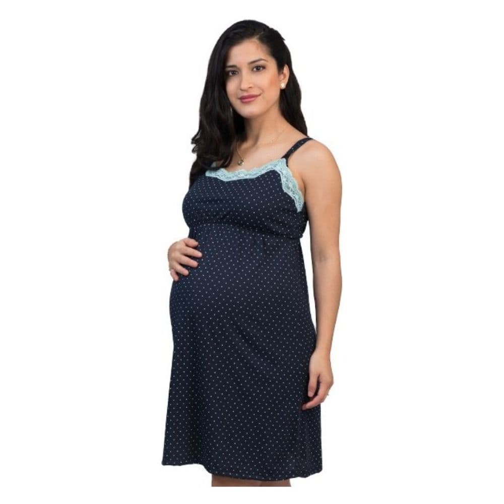 Camisón Maternidad y lactancia Algodón pima Bella puntos menta