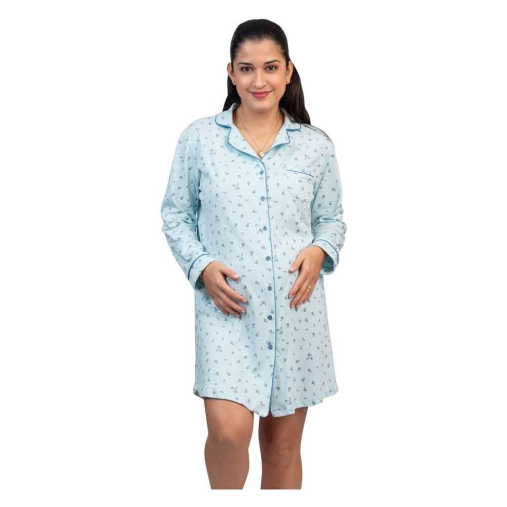 Camisón maternal postparto gamuza pima Paige Celeste Flores