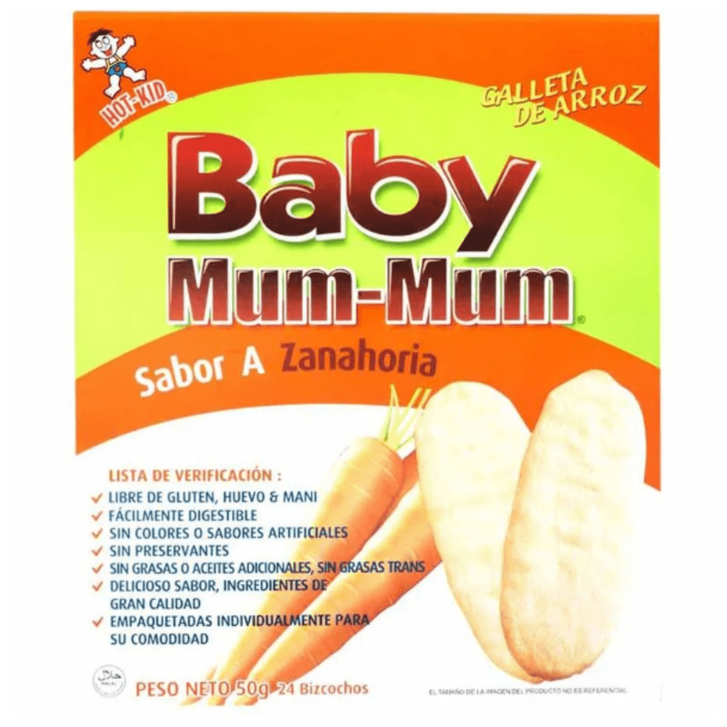 Galletas de Arroz BABY MUM sabor Zanahoria Caja 50g