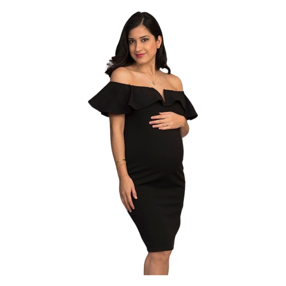 Vestido Ariana de Fiesta off shoulder negro