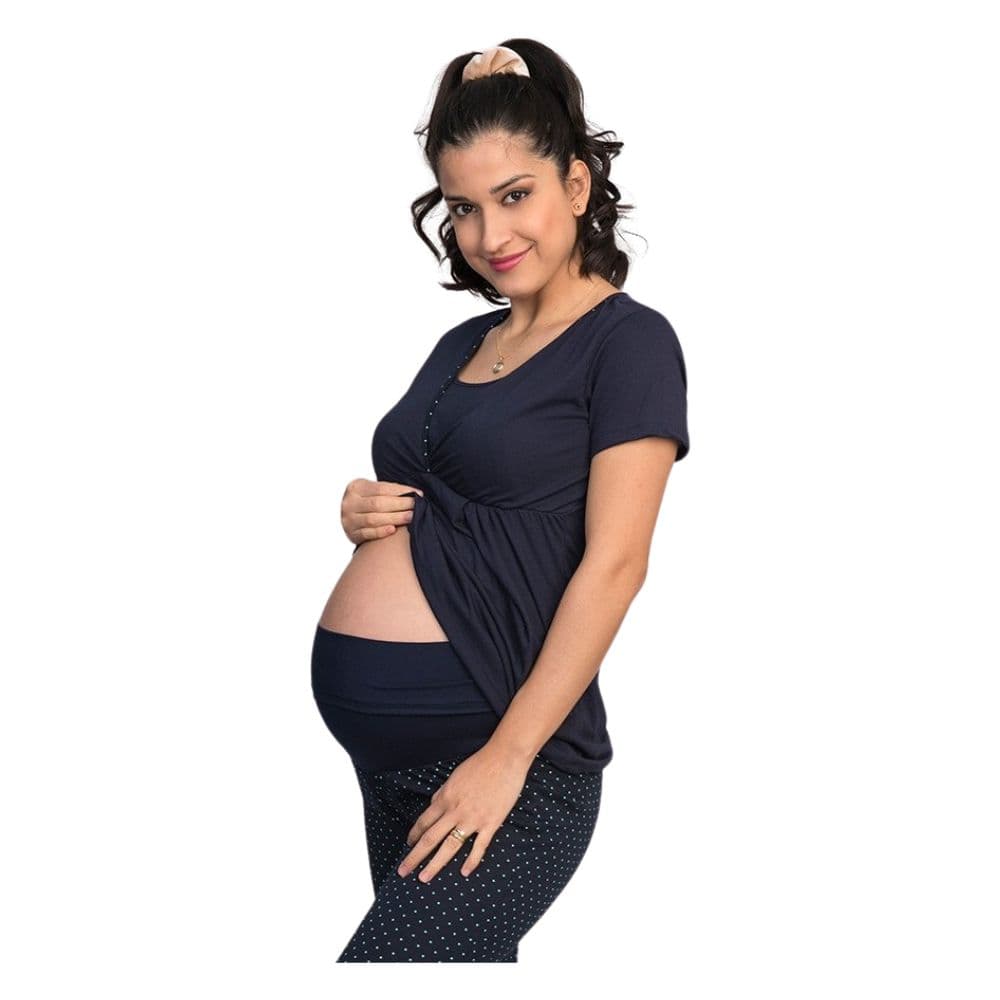 Pijama Maternidad y Lactancia Camila Puntos Menta