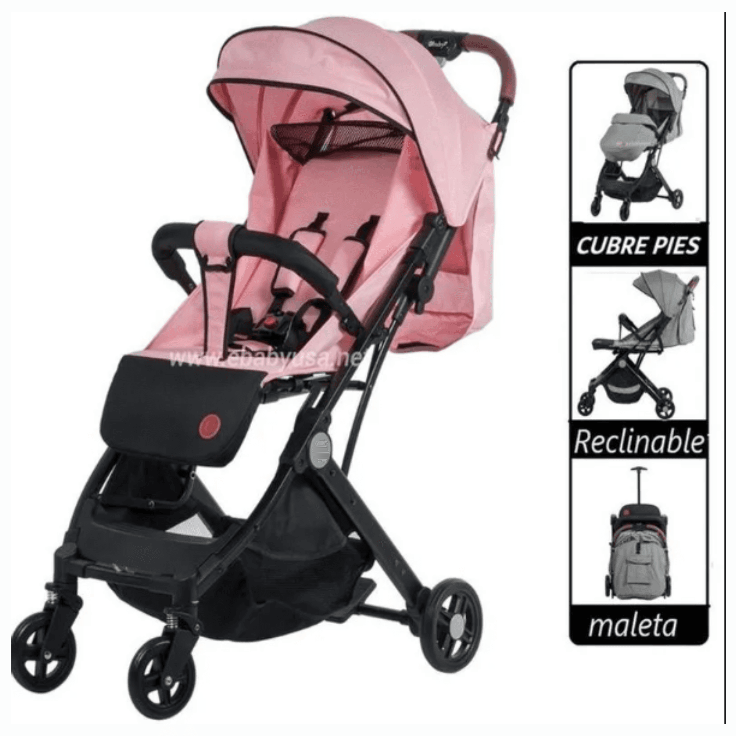 Coche Maleta COMPACT Ebaby -rosado