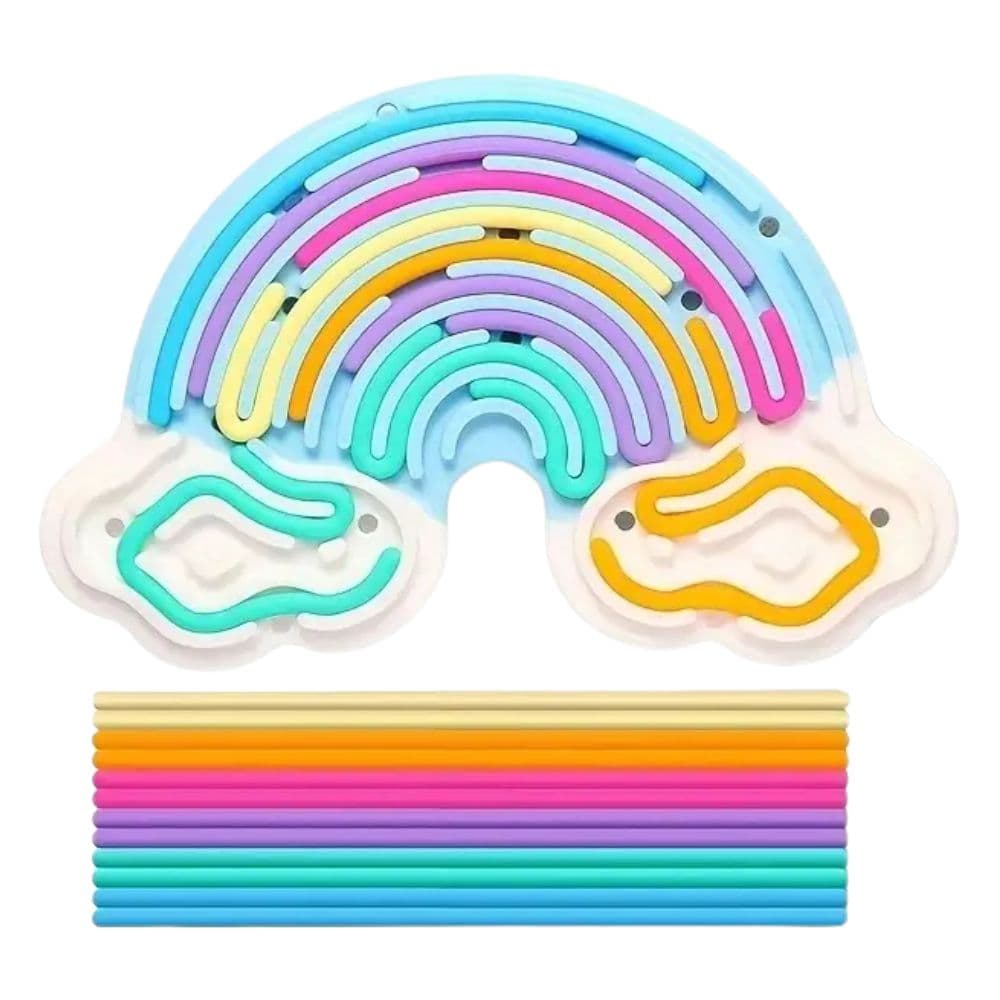 Tablero Sensorial de Tiras Doble Arco Iris Pastel