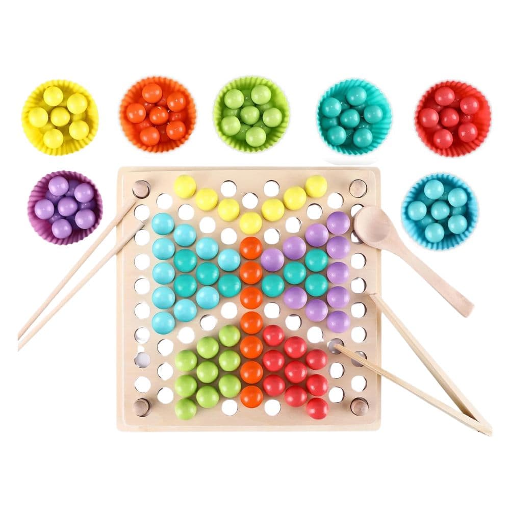 Tablero Montessori Con Cuentas y Rompecabezas (Clip Beads)