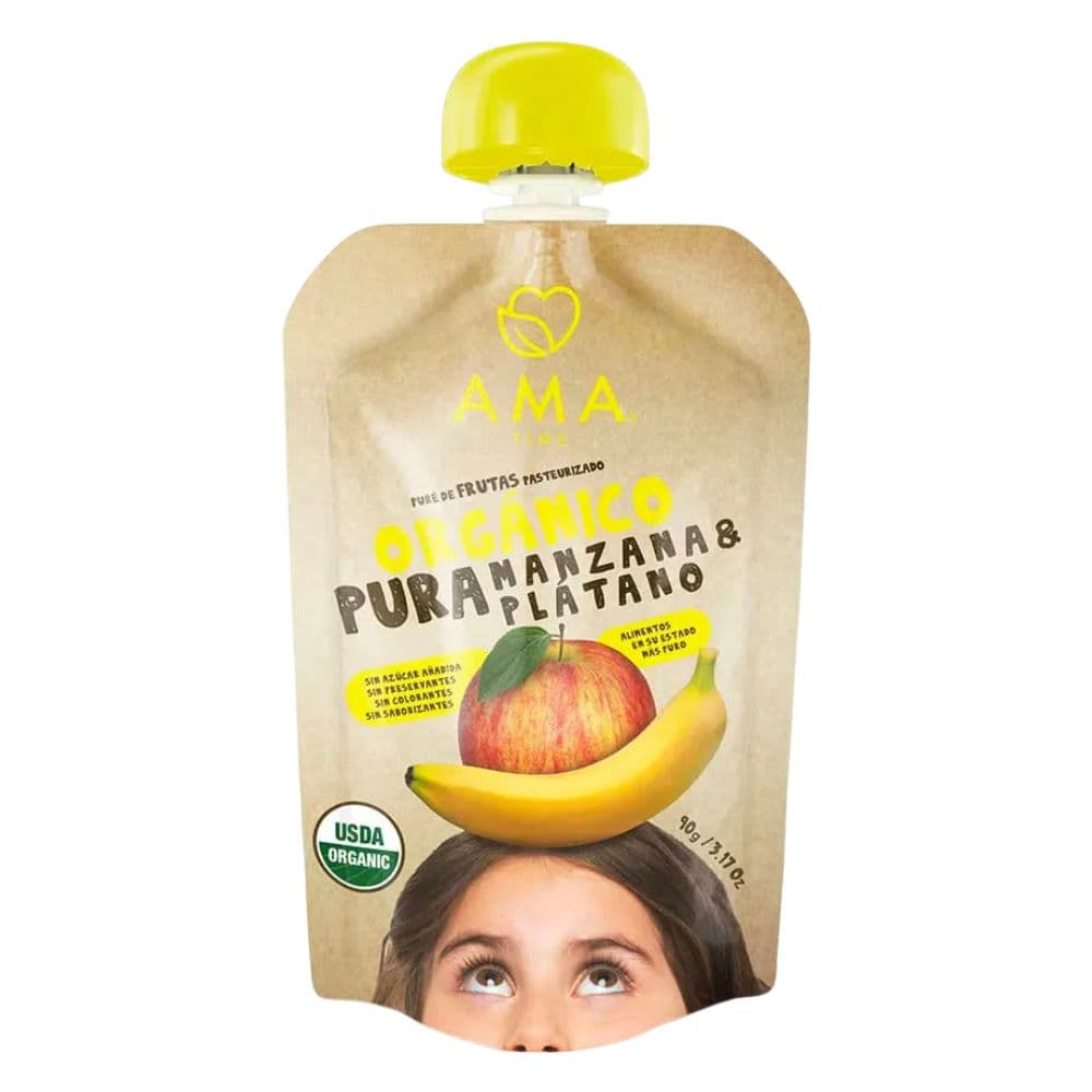 Puré de Frutas Orgánico Manzana y Plátano AMA Pouch 90 g